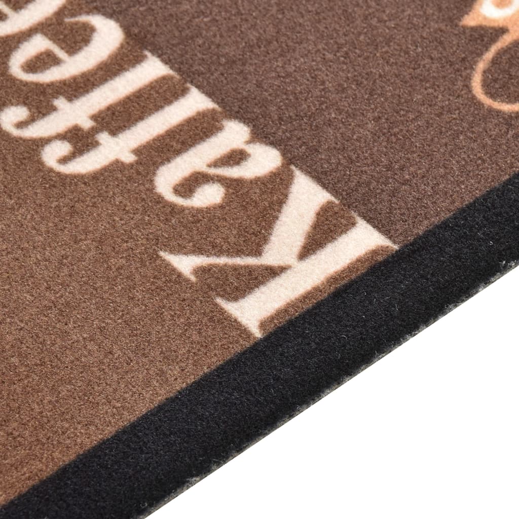 vaskbar køkkenmåtte 60x300 cm kaffedesign brun