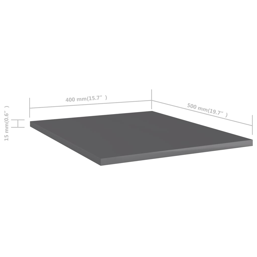 boghylder 8 stk. 40x50x1,5 cm konstrueret træ grå højglans