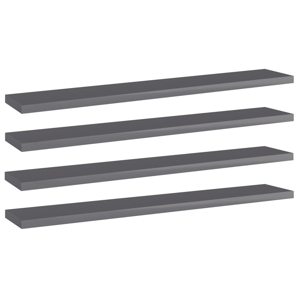 boghylder 4 stk. 60x10x1,5 cm konstrueret træ grå højglans