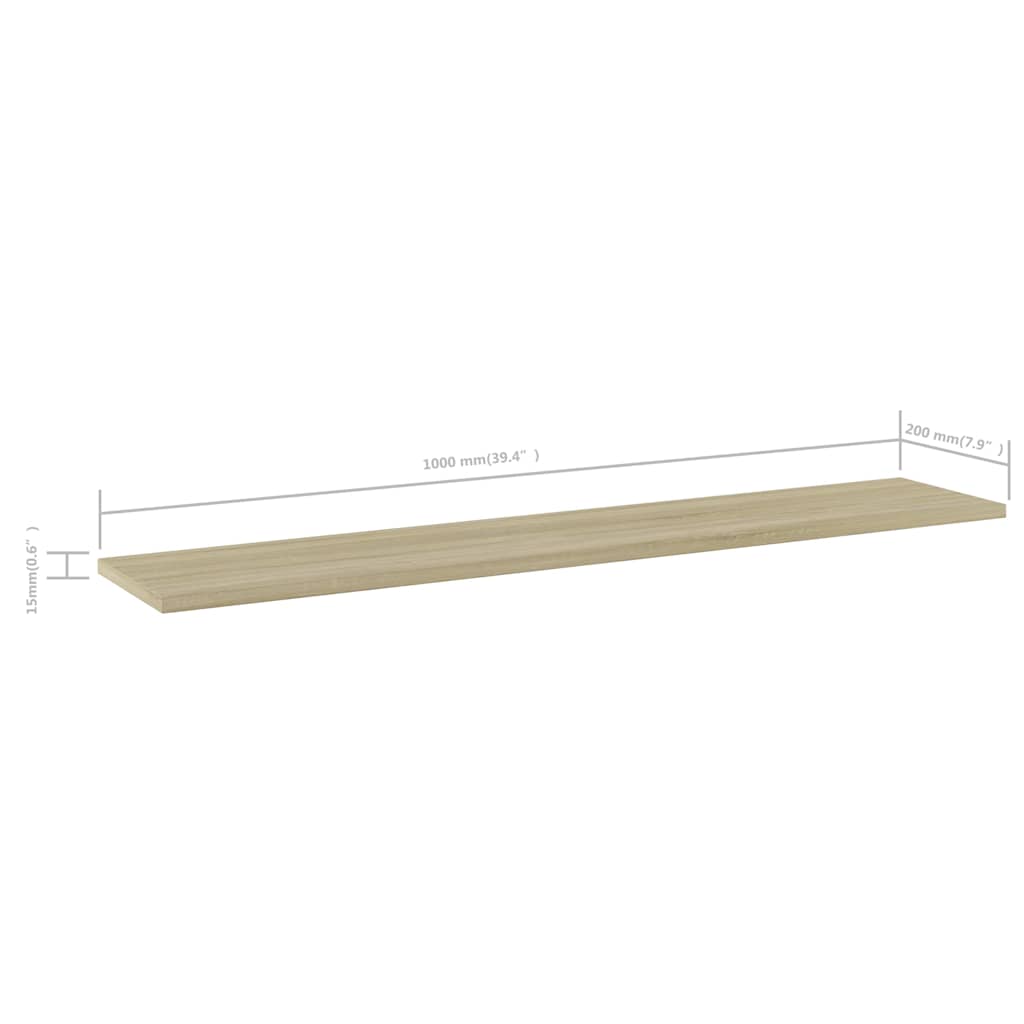 boghylder 4 stk. 100x20x1,5 cm konstrueret træ sonoma-eg