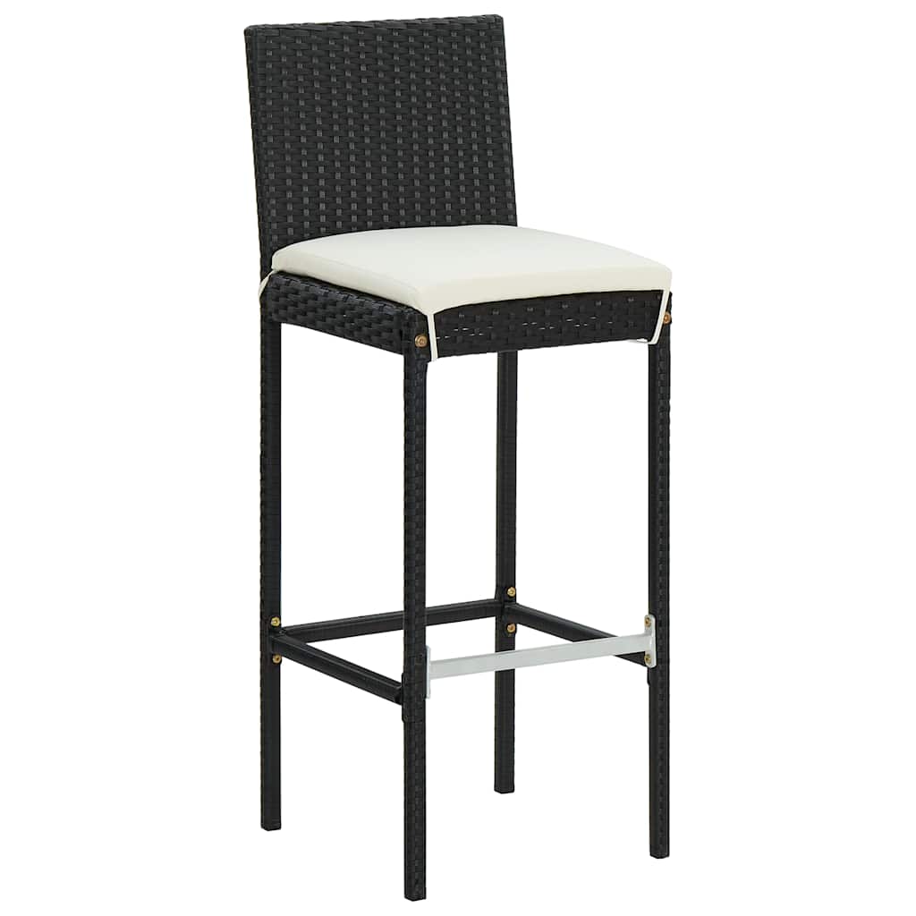 udendørs barsæt 5 dele med hynder polyrattan sort