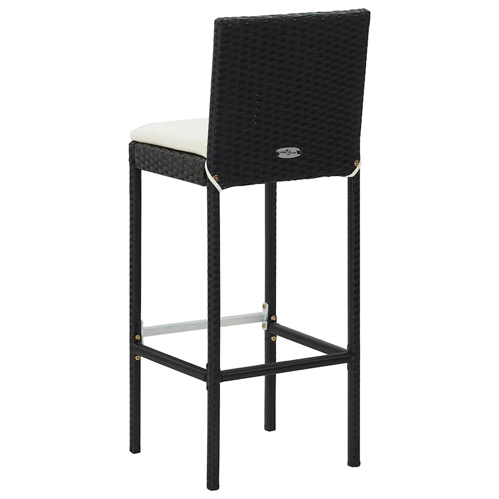 udendørs barsæt 5 dele med hynder polyrattan sort