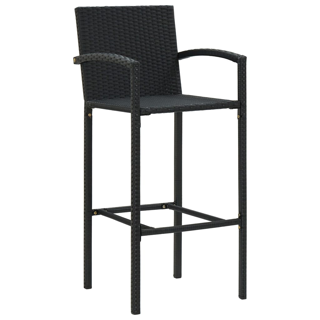 udendørs barsæt 5 dele med armlæn polyrattan sort