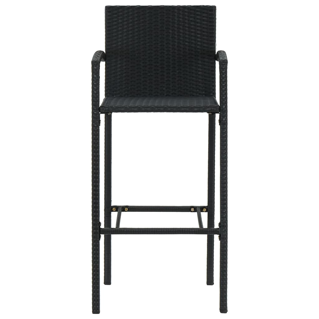udendørs barsæt 5 dele med armlæn polyrattan sort