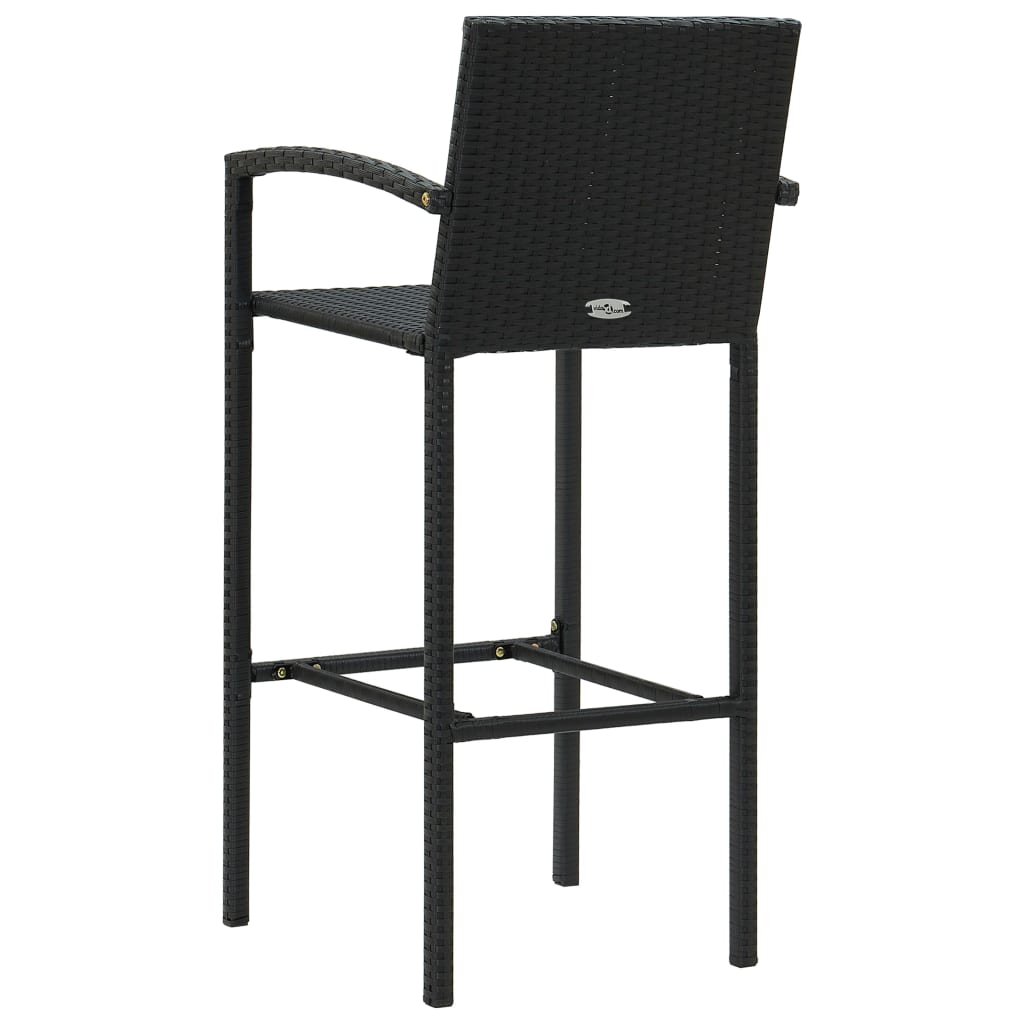 udendørs barsæt 5 dele med armlæn polyrattan sort