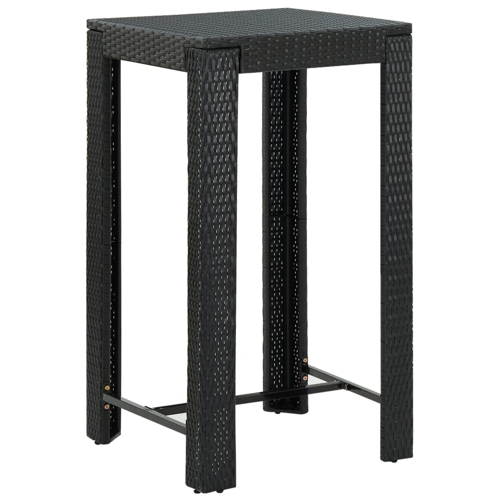 udendørs barsæt 5 dele med armlæn polyrattan sort