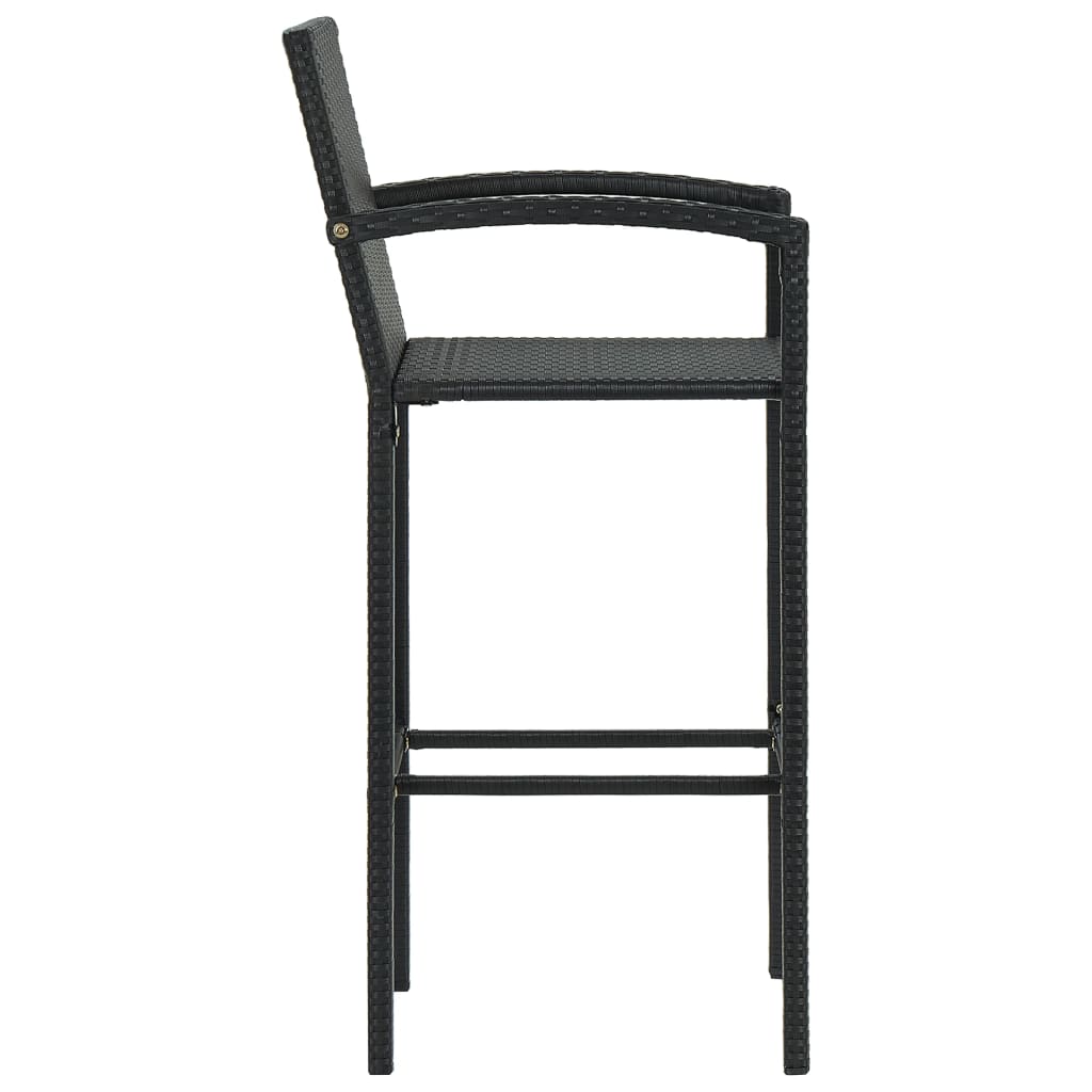 udendørs barsæt 5 dele med armlæn polyrattan sort