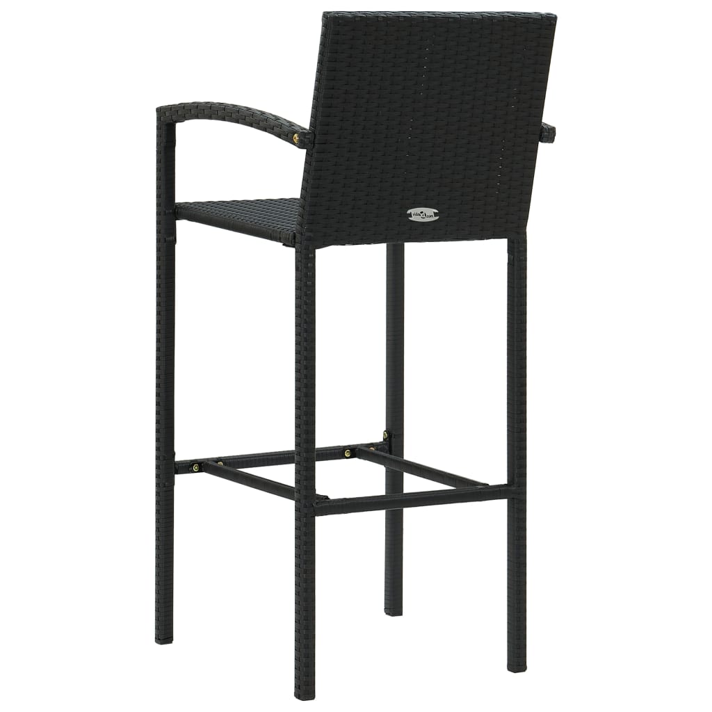 udendørs barsæt 5 dele med armlæn polyrattan sort