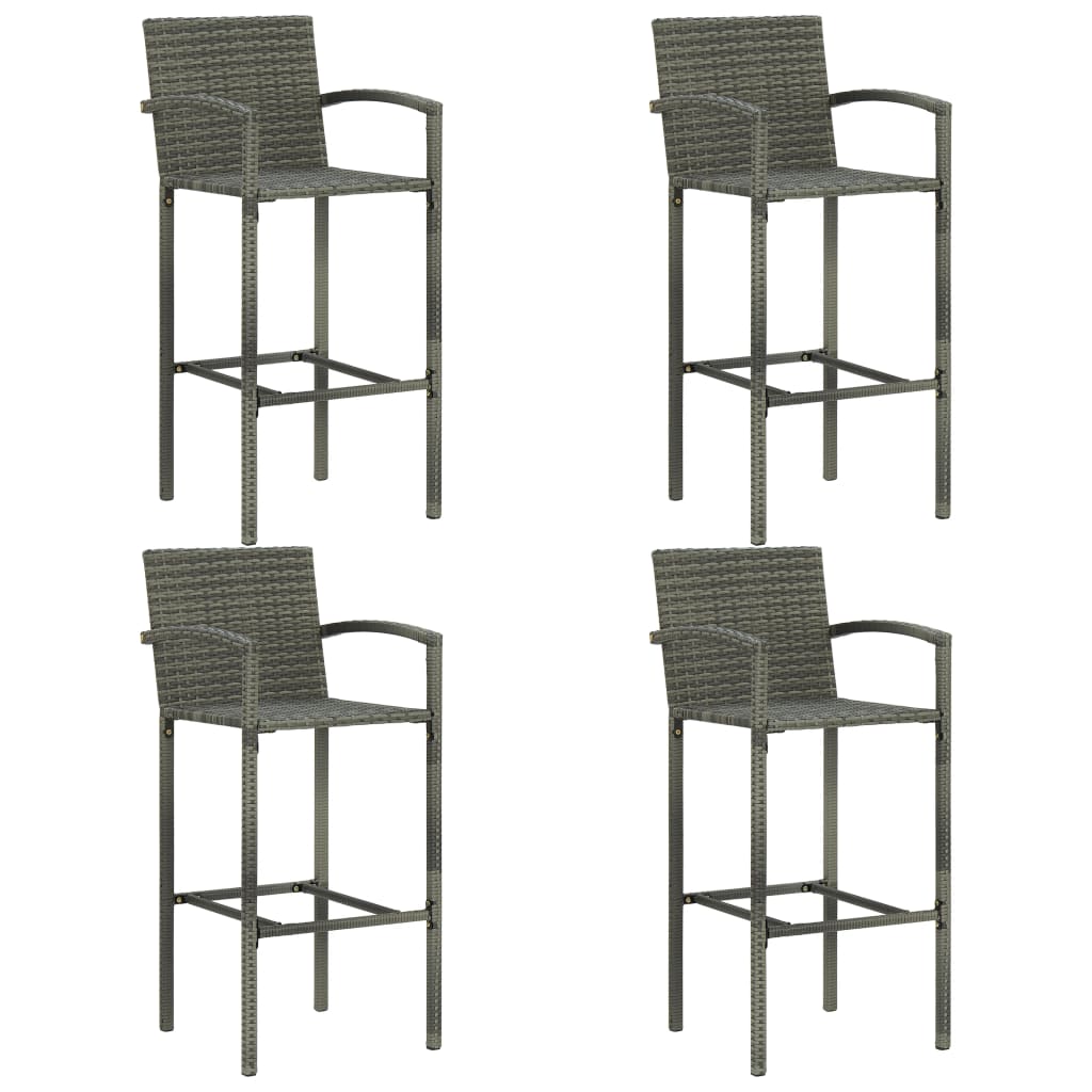 udendørs barsæt 5 dele med armlæn polyrattan grå