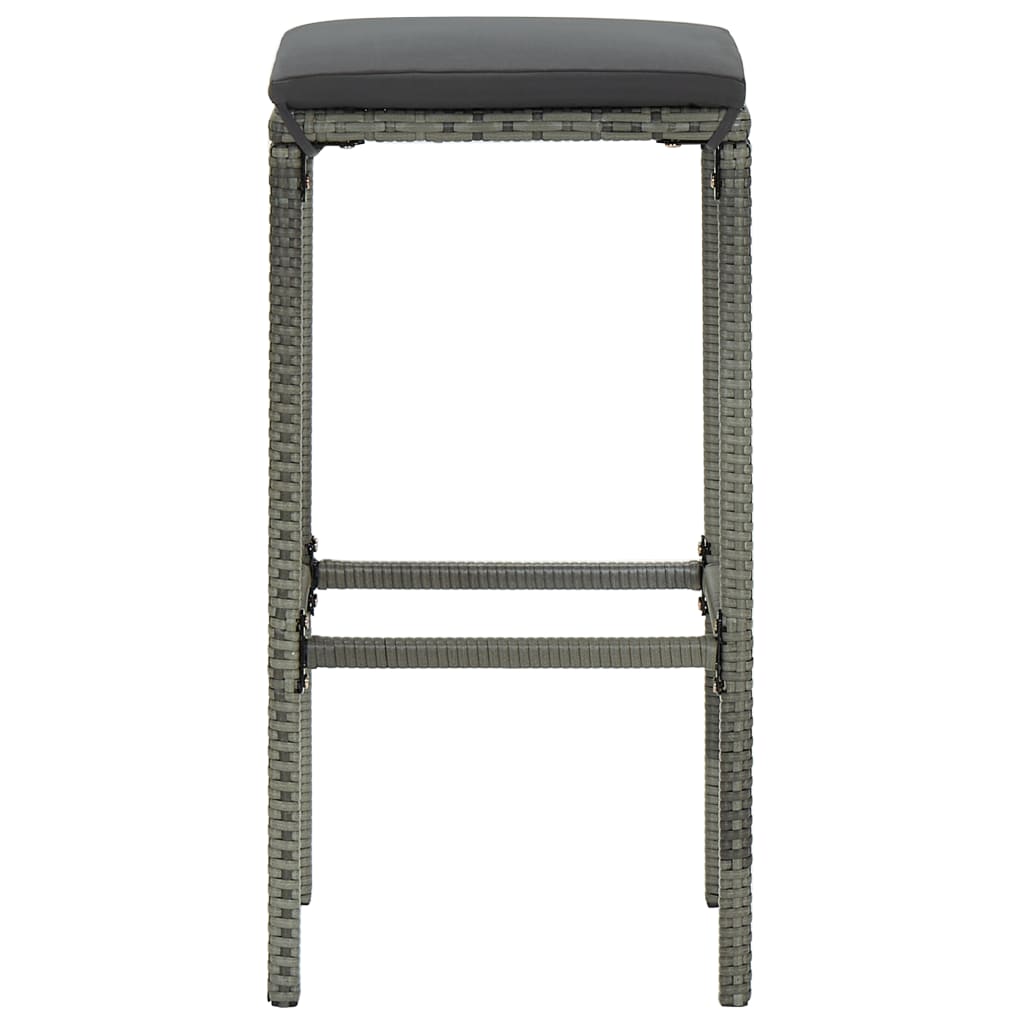 havebarsæt 5 dele med hynder polyrattan grå