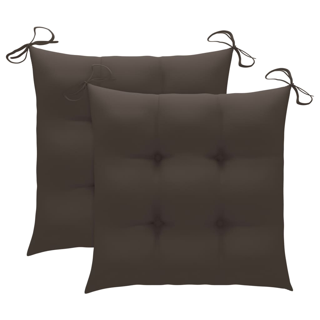 Klapstole med taupe hynder 2 stk. massivt teaktræ