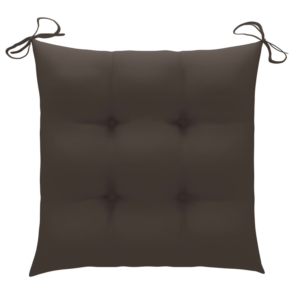 Klapstole med taupe hynder 2 stk. massivt teaktræ