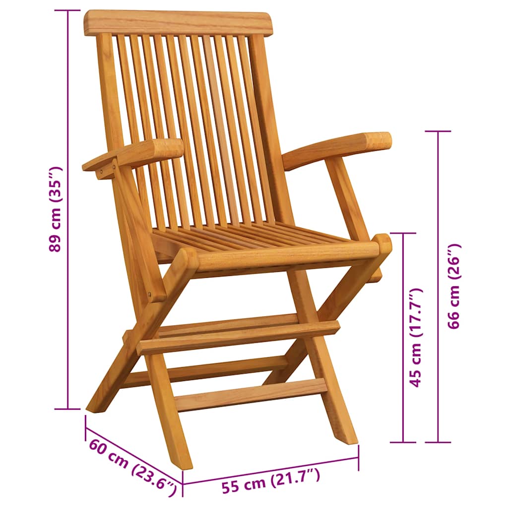 Klapstole med beige hynder 2 stk. massivt teaktræ
