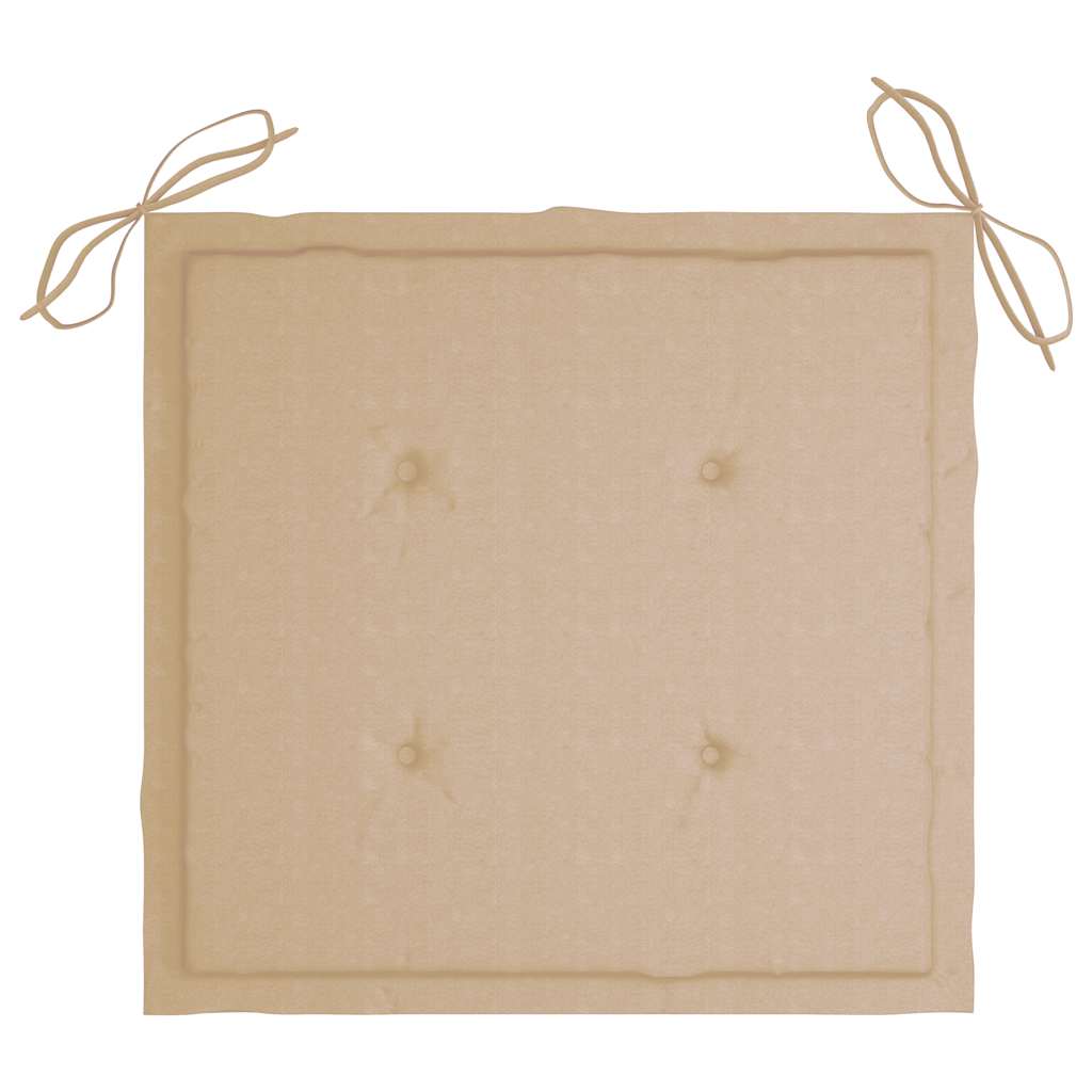 Klapstole med beige hynder 2 stk. massivt teaktræ