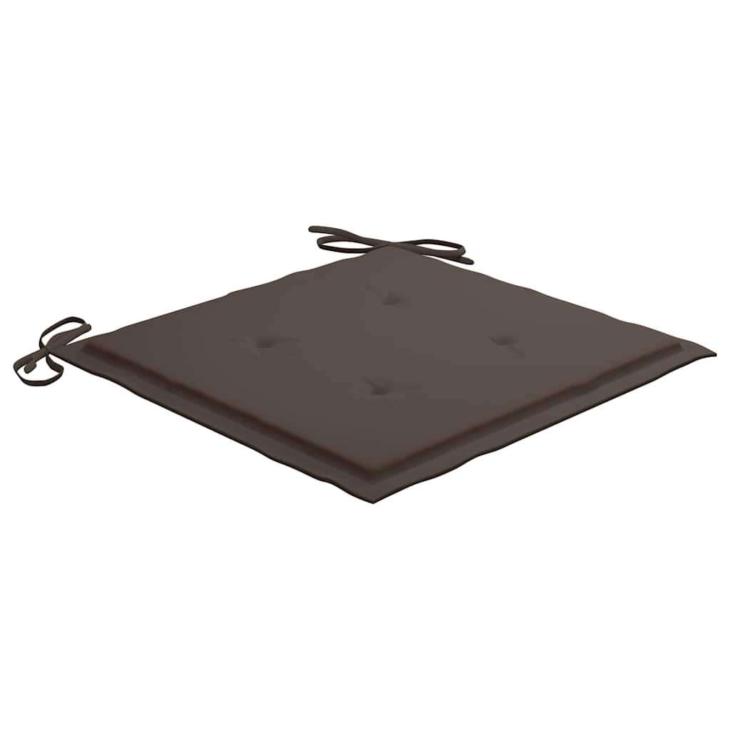 Klapstole med taupe hynder 3 stk. massivt teaktræ