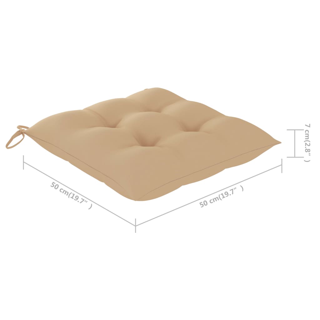 gyngestol med beige hynde massivt teaktræ