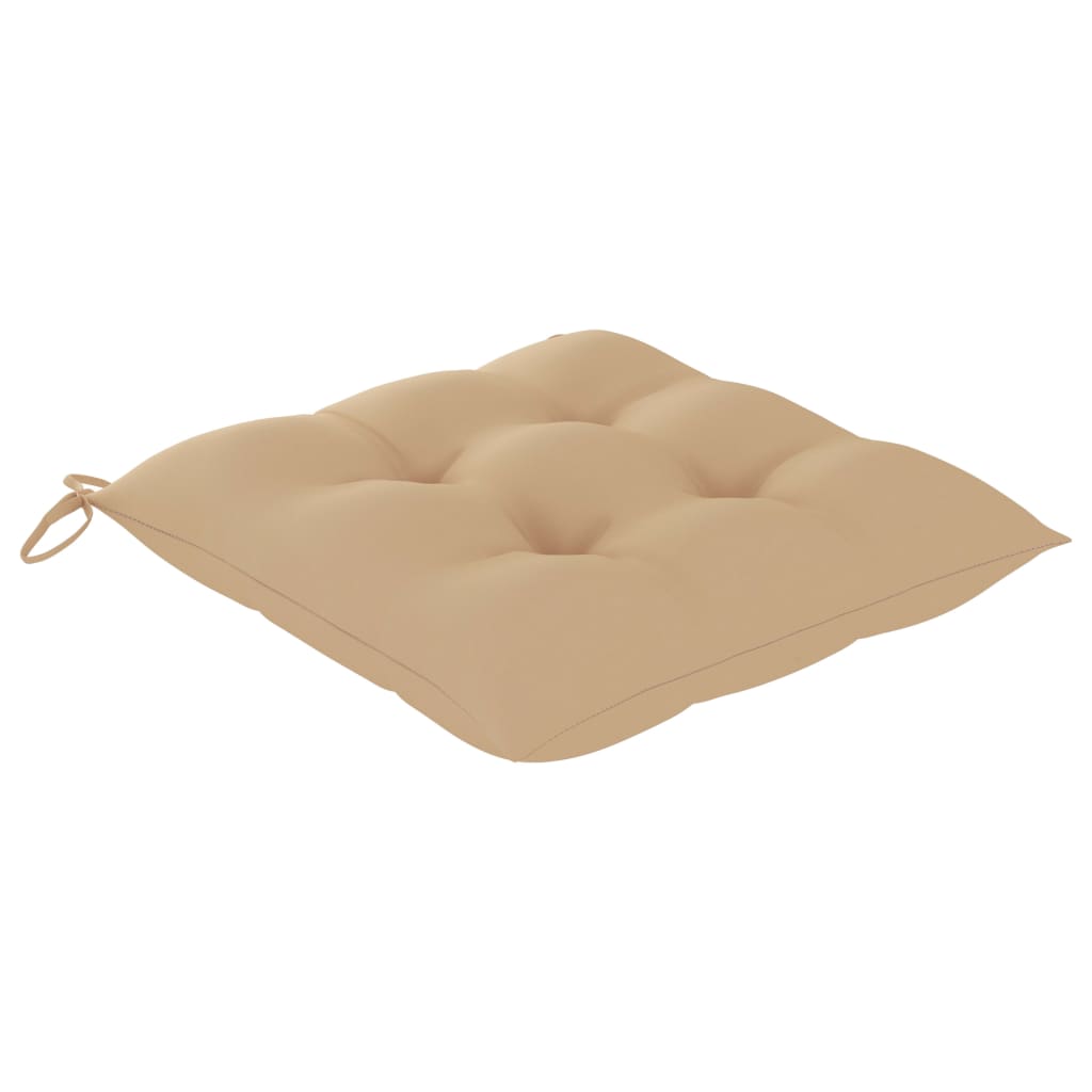 gyngestol med beige hynde massivt teaktræ