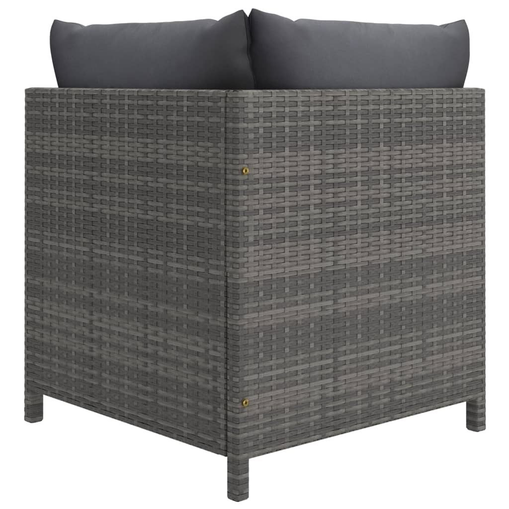 loungesæt til haven 7 dele med hynder polyrattan grå