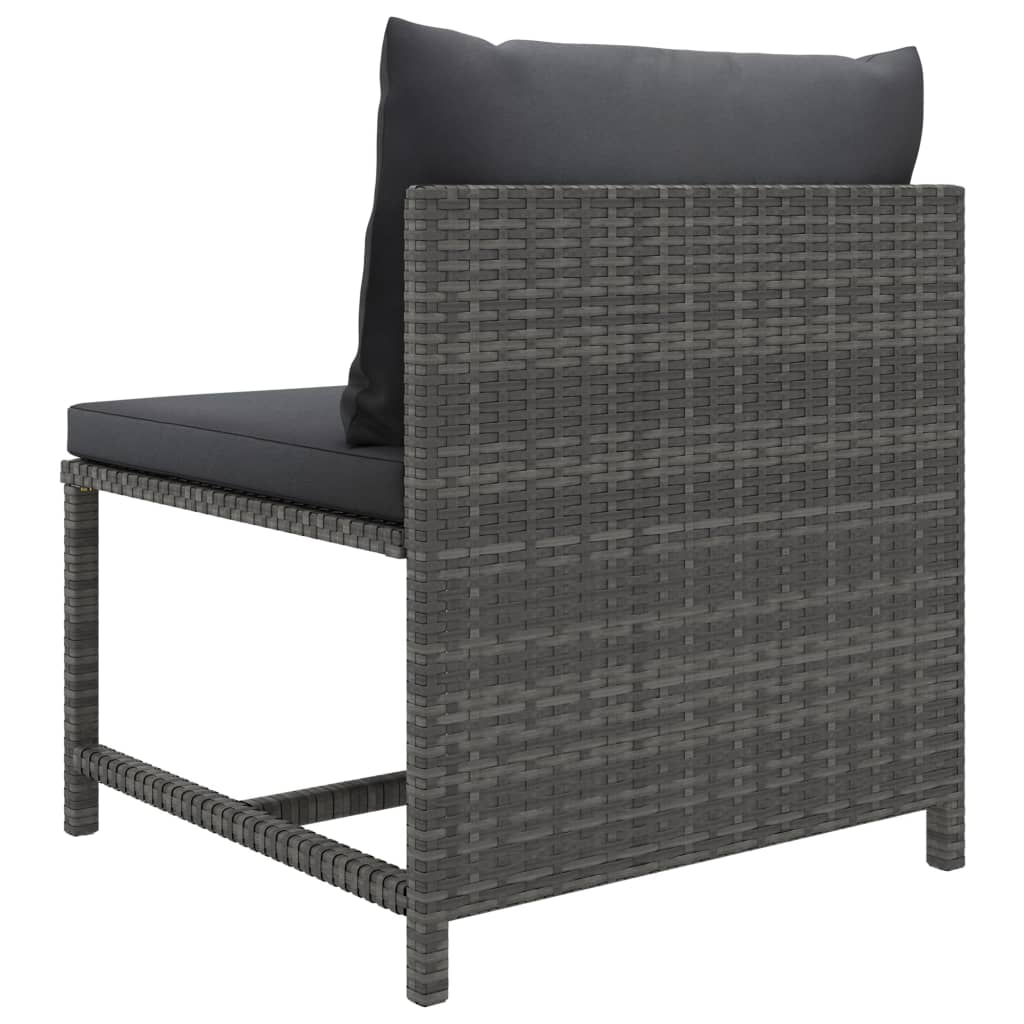 loungesæt til haven 7 dele med hynder polyrattan grå
