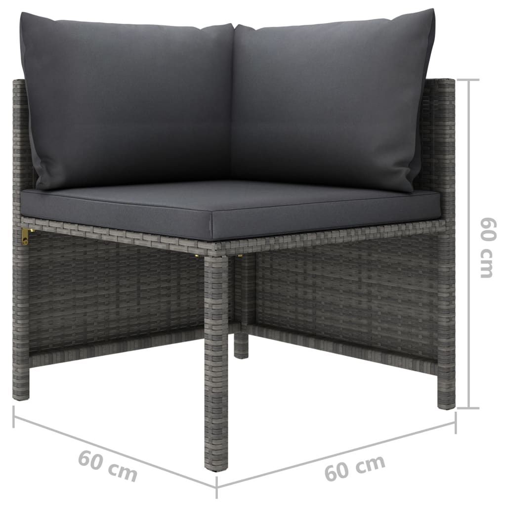 loungesæt til haven 7 dele med hynder polyrattan grå