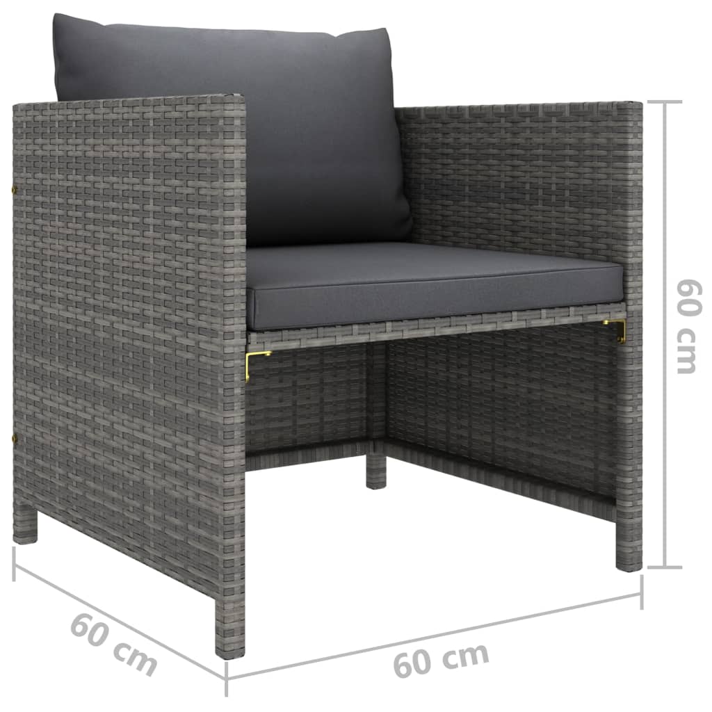loungesæt til haven 8 dele med hynder polyrattan grå