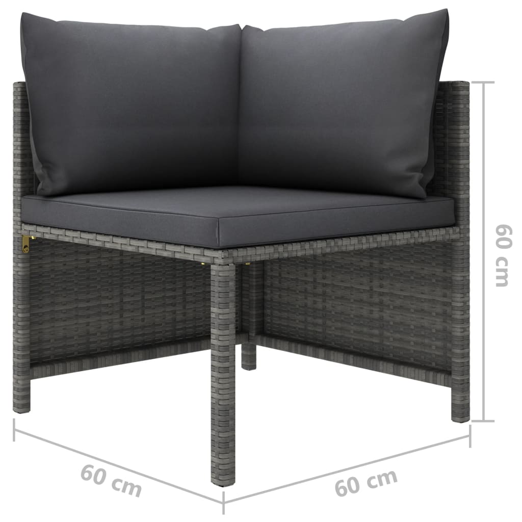 loungesæt til haven 8 dele med hynder polyrattan grå