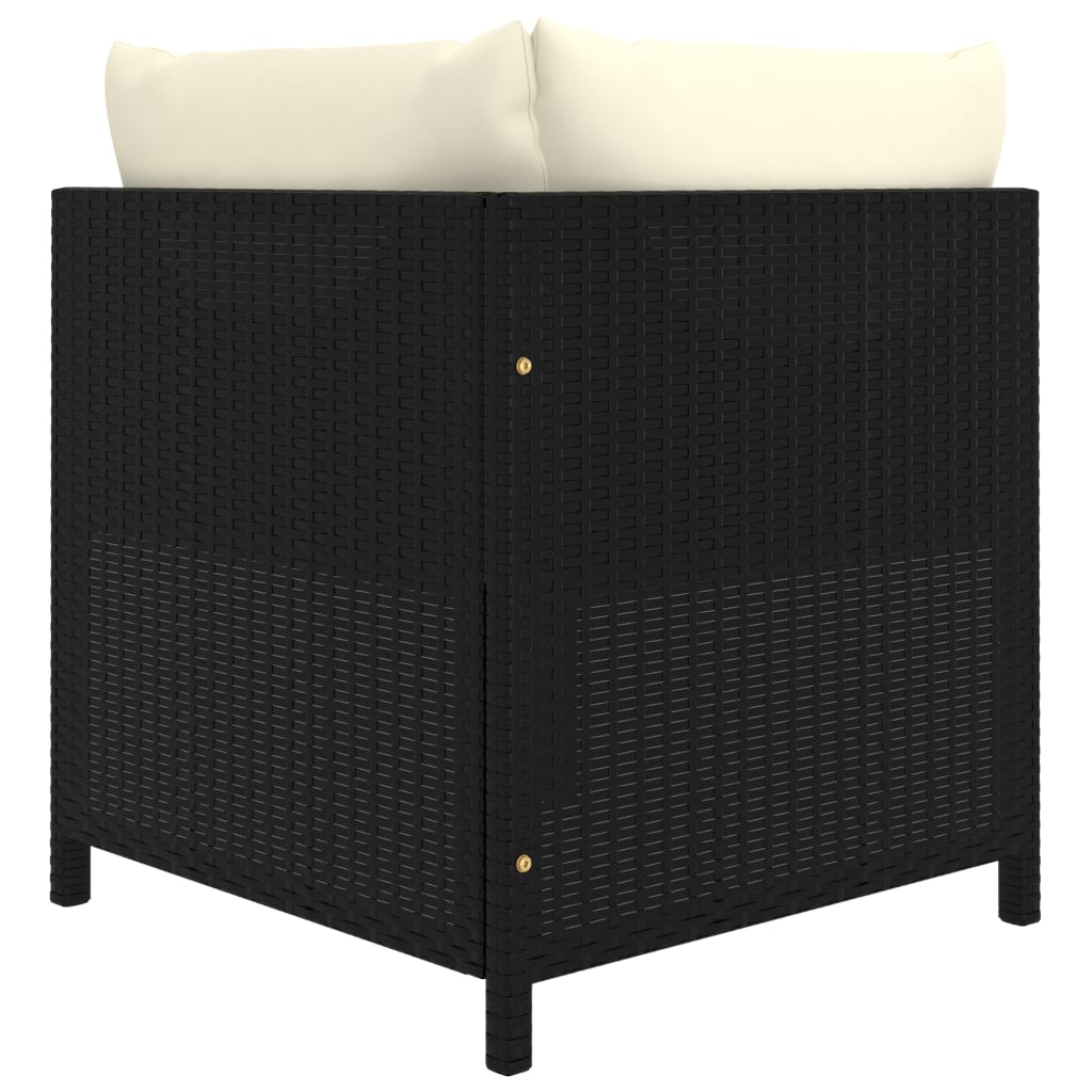 haveloungesæt 7 dele med hynder polyrattan sort