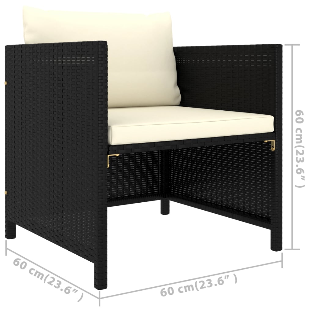 haveloungesæt 7 dele med hynder polyrattan sort