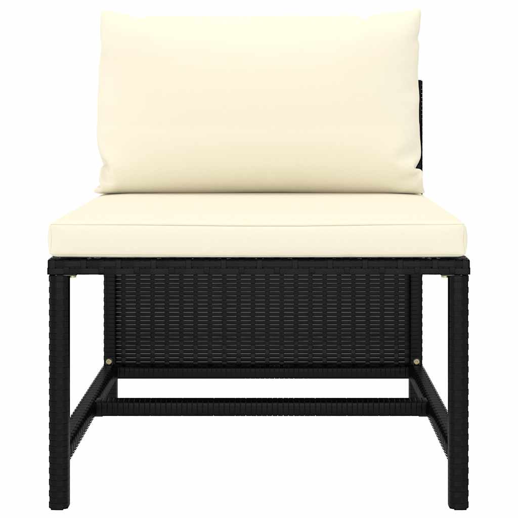 haveloungesæt 7 dele med hynder polyrattan sort