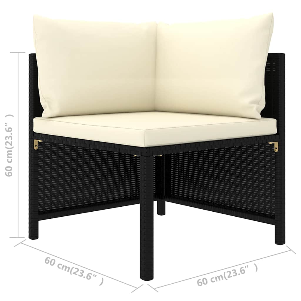haveloungesæt 7 dele med hynder polyrattan sort