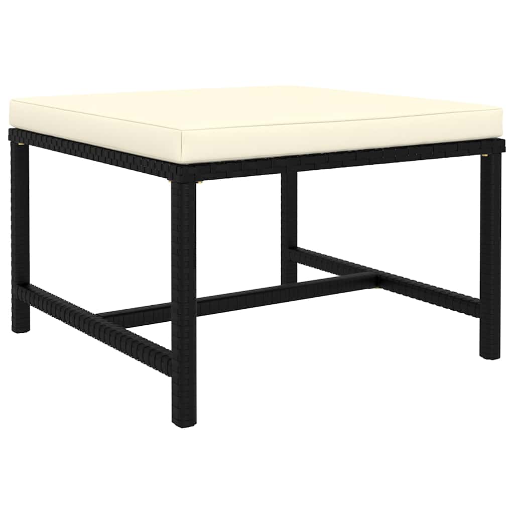 haveloungesæt 9 dele med hynder polyrattan sort