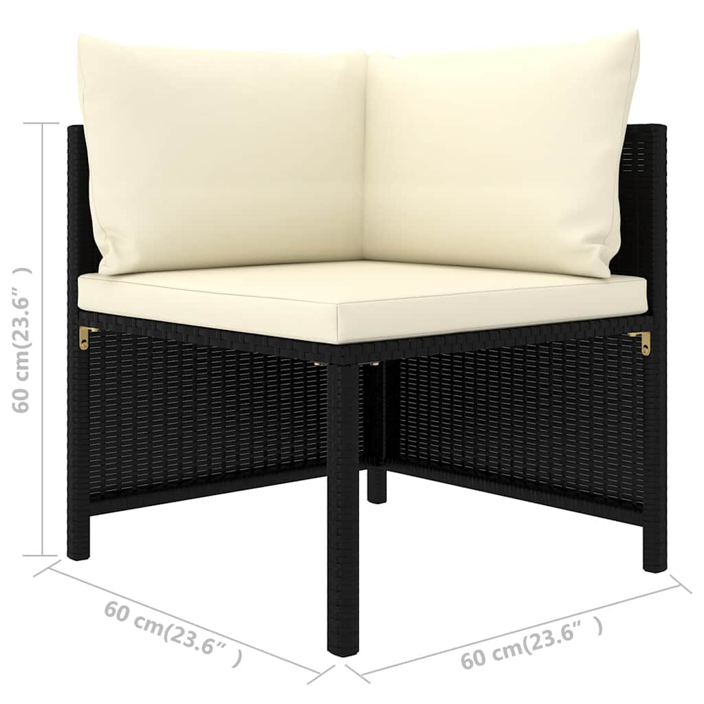 haveloungesæt 9 dele med hynder polyrattan sort