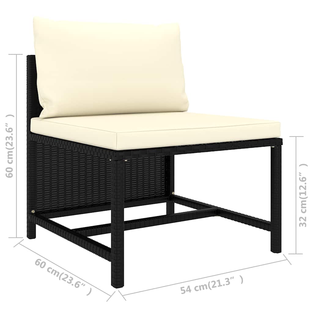 haveloungesæt 9 dele med hynder polyrattan sort