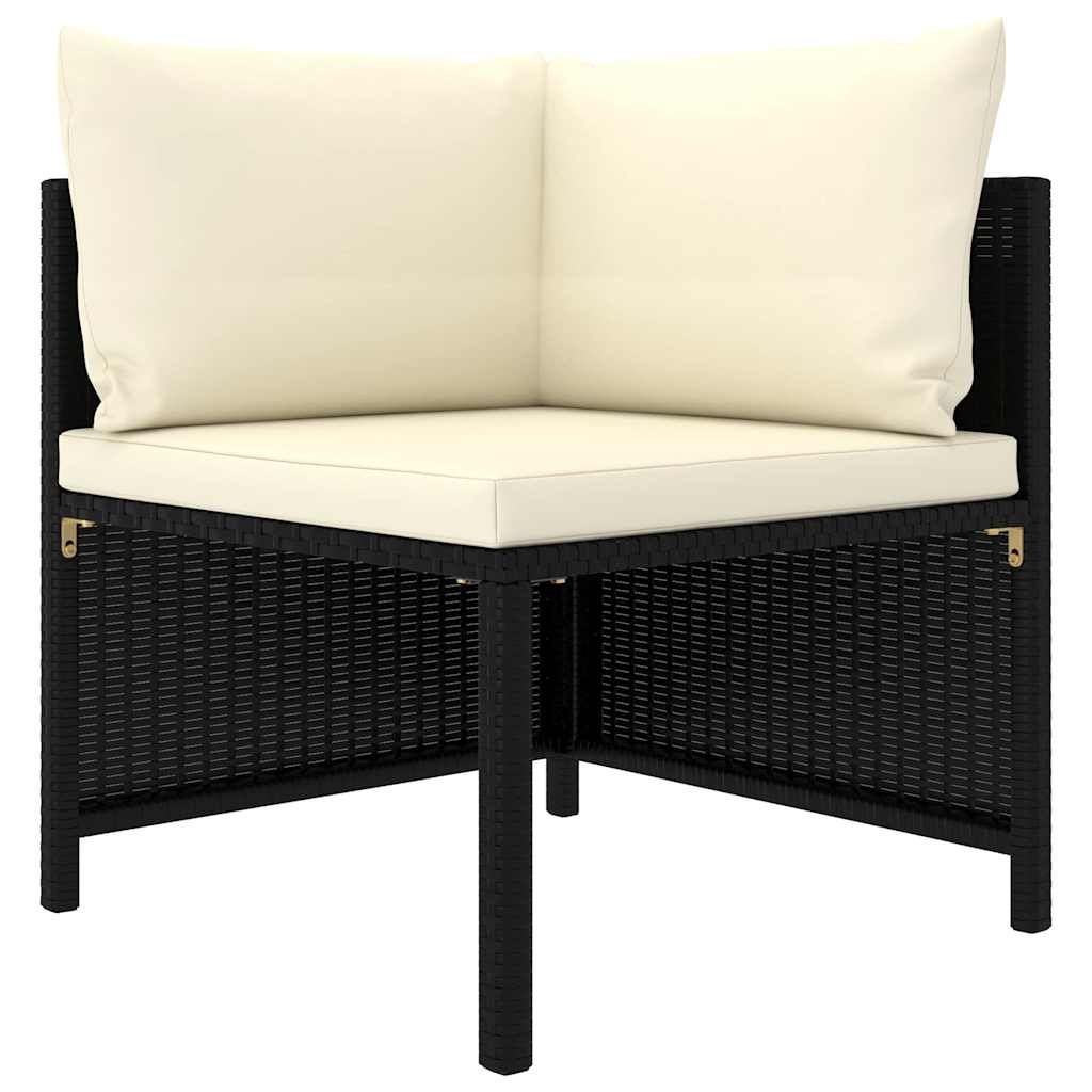 loungesæt til haven 8 dele med hynder polyrattan sort