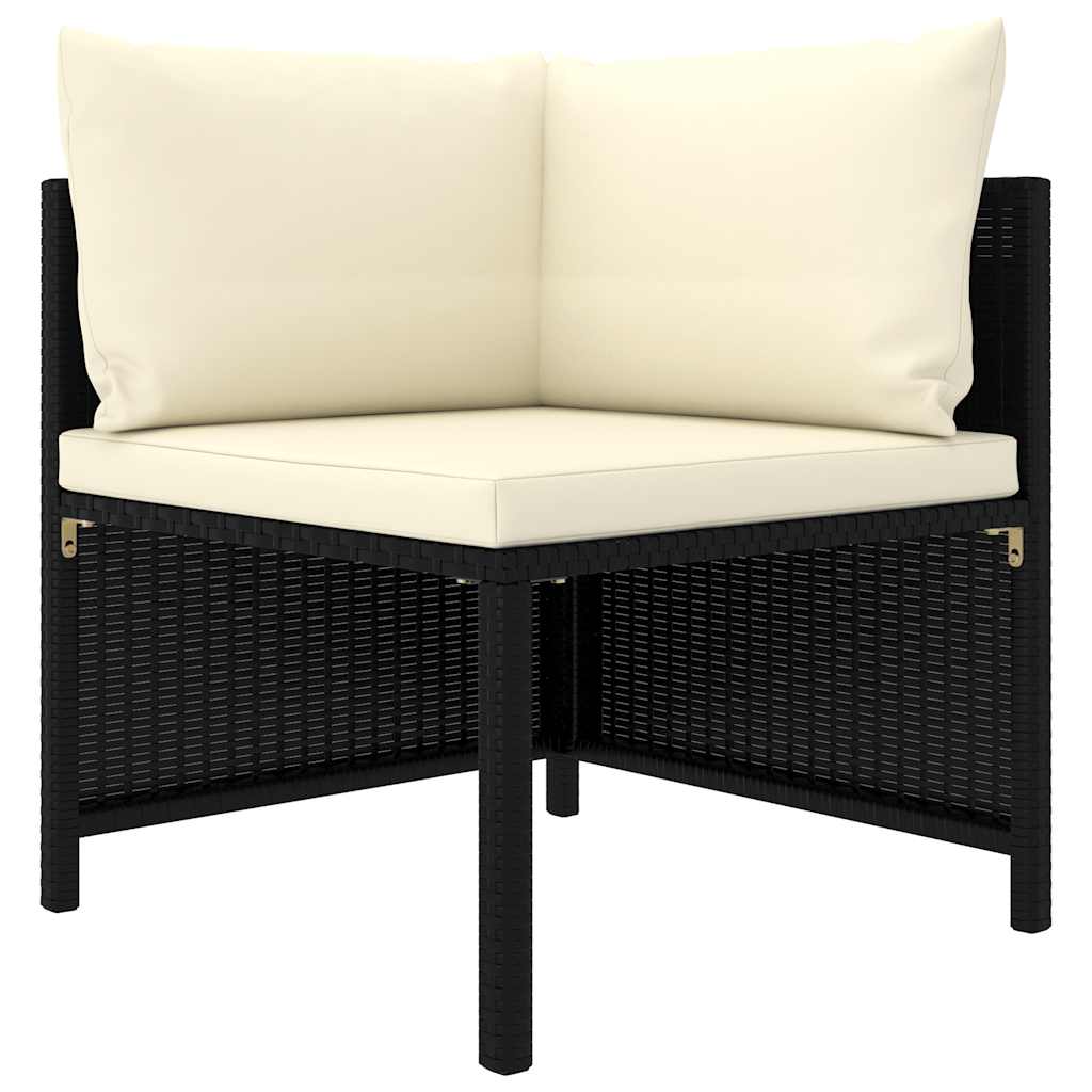 loungesæt til haven 8 dele med hynder polyrattan sort