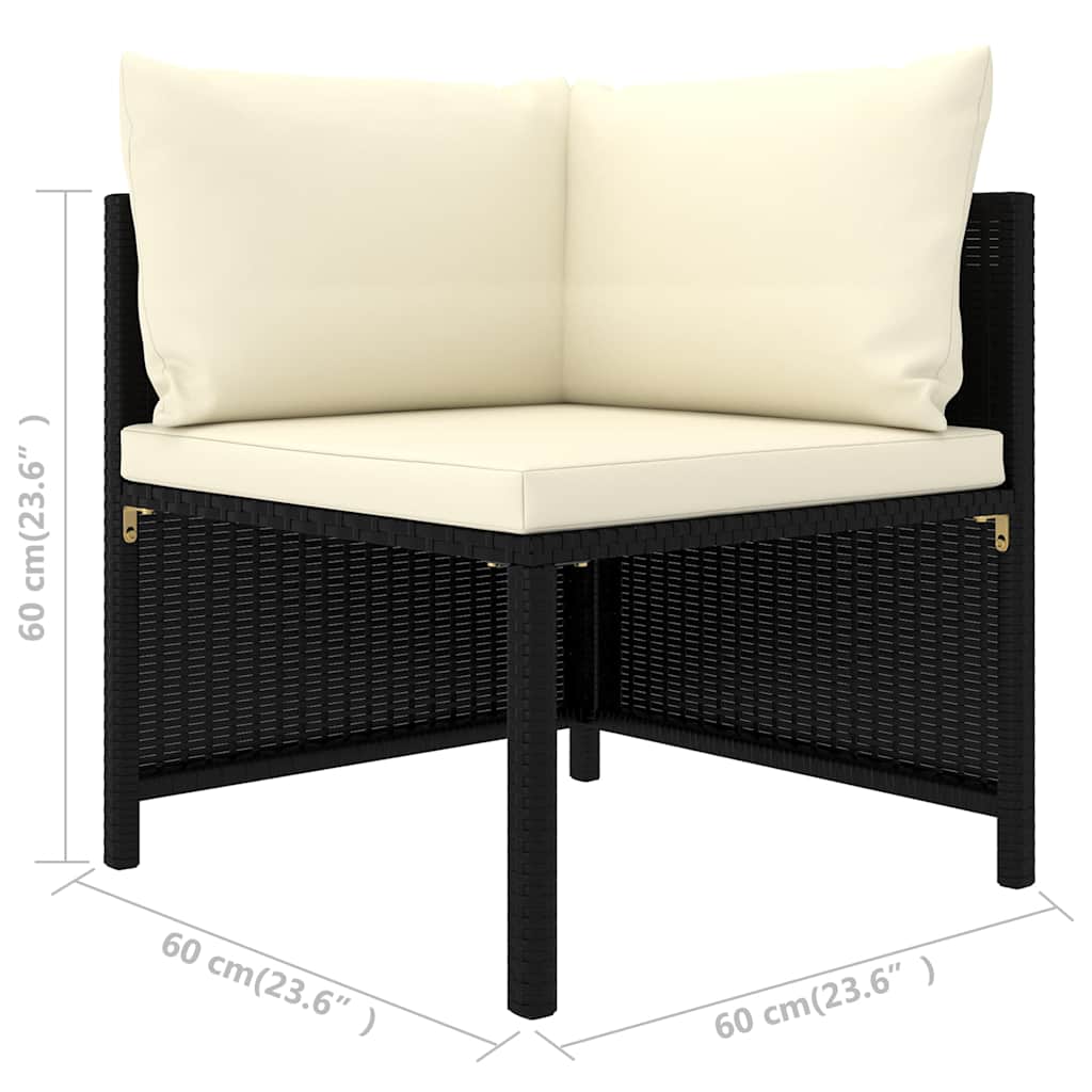 loungesæt til haven 8 dele med hynder polyrattan sort