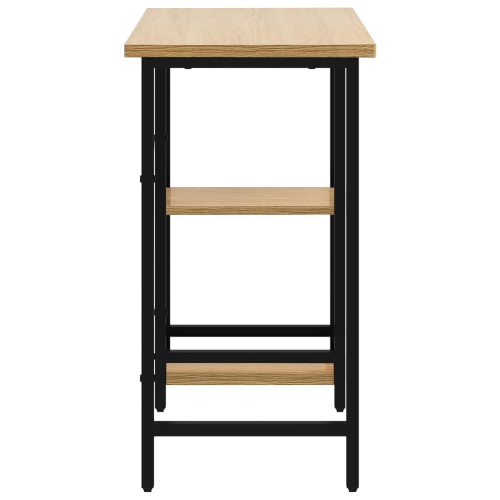 computerbord 80x40x72 cm MDF og metal sort og lys egetræsfarve