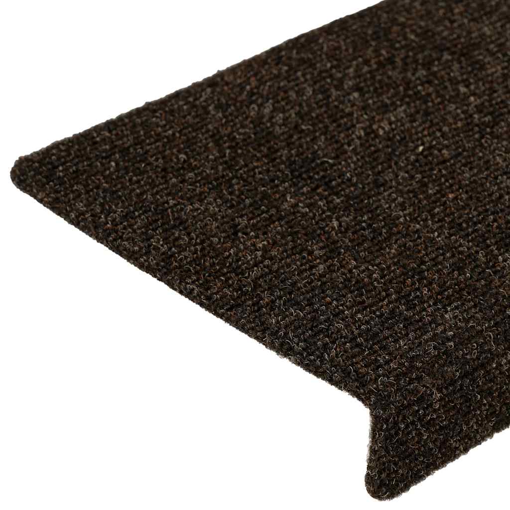 trappemåtter selvklæbende 15 stk. 65x21x4 cm mørkebrune rektangulære kant