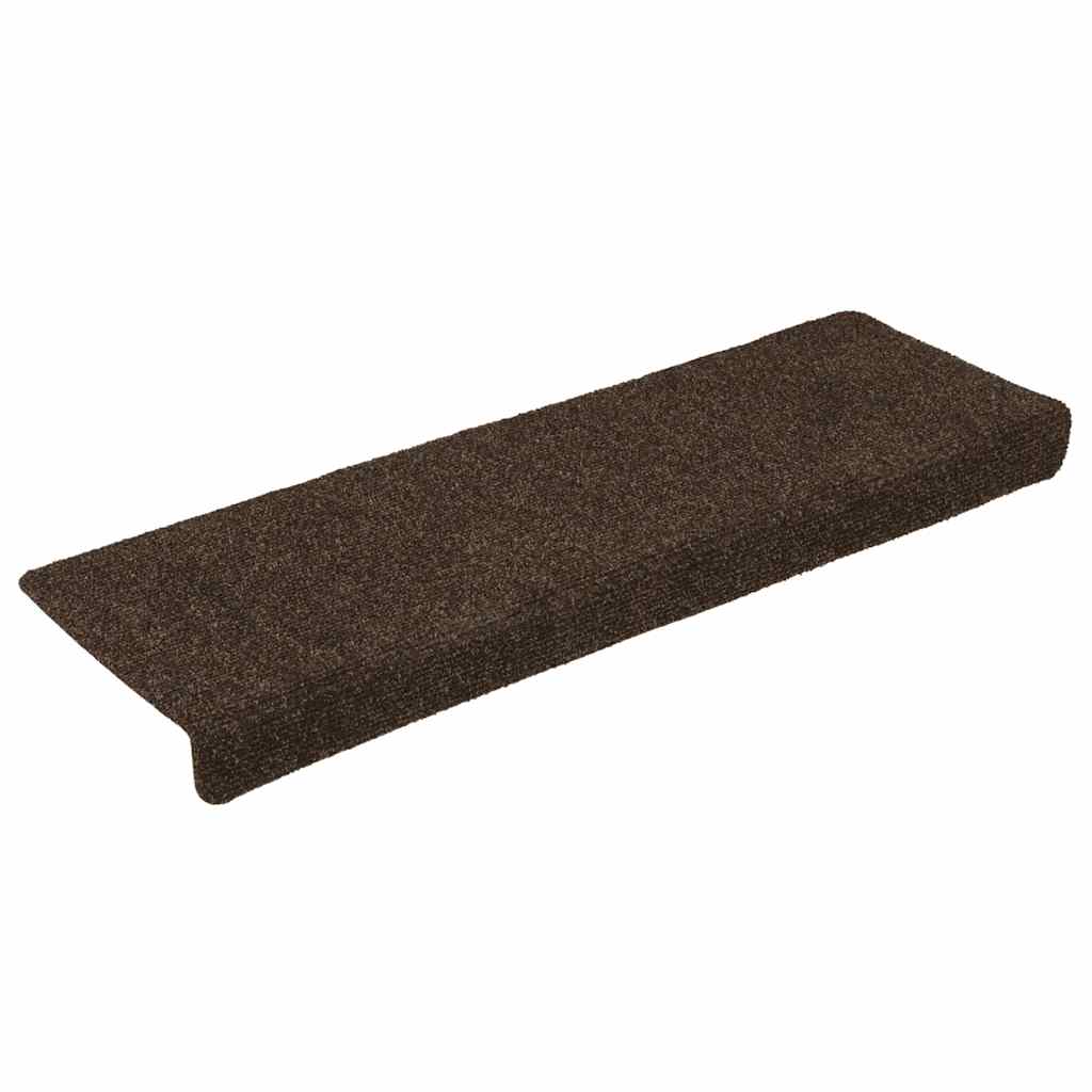 trappemåtter selvklæbende 15 stk. 65x21x4 cm brun rektangulær kant