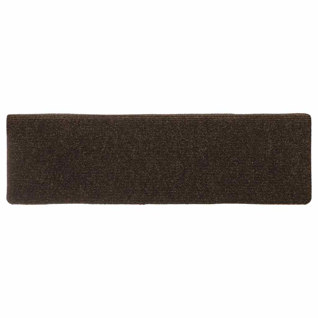 trappemåtter selvklæbende 15 stk. 65x21x4 cm brun rektangulær kant