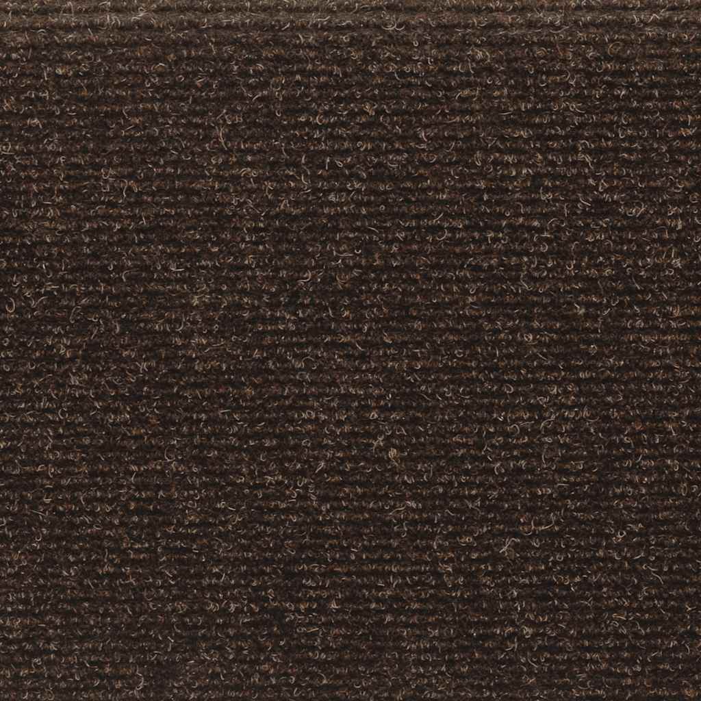 trappemåtter selvklæbende 15 stk. 65x21x4 cm brun rektangulær kant