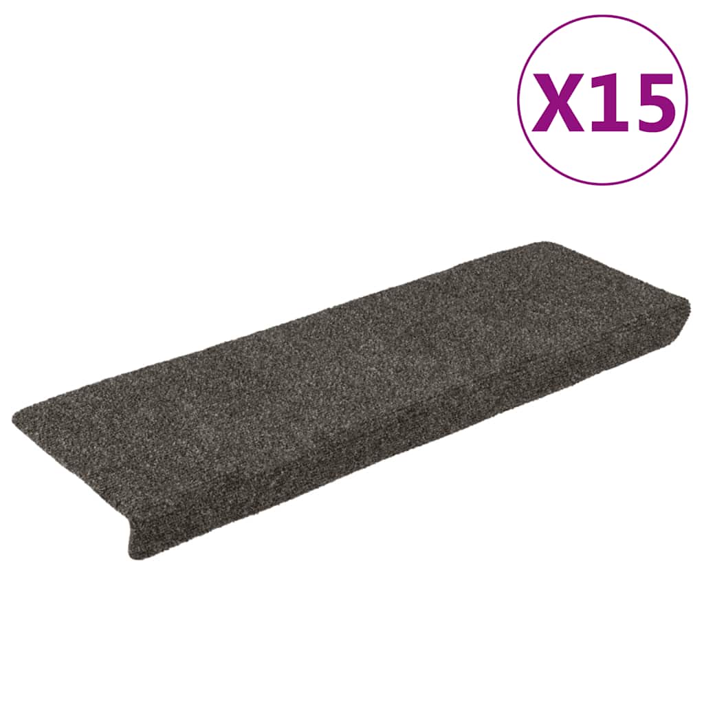 trappemåtter selvklæbende 15 stk. 65x21x4 cm antracit rektangulær kant