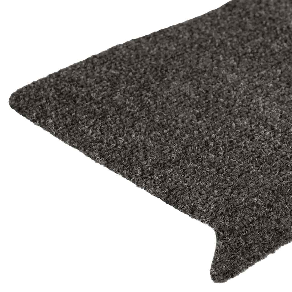 trappemåtter selvklæbende 15 stk. 65x21x4 cm antracit rektangulær kant