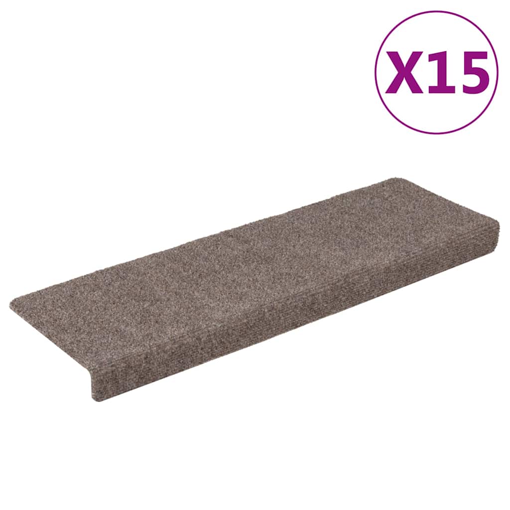 trappemåtter selvklæbende 15 stk. 65x21x4 cm beige rektangulær kant