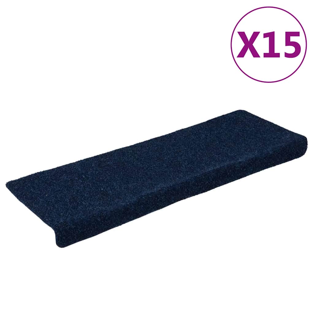 trappemåtter selvklæbende 15 stk. 65x21x4 cm marineblå rektangulær kant