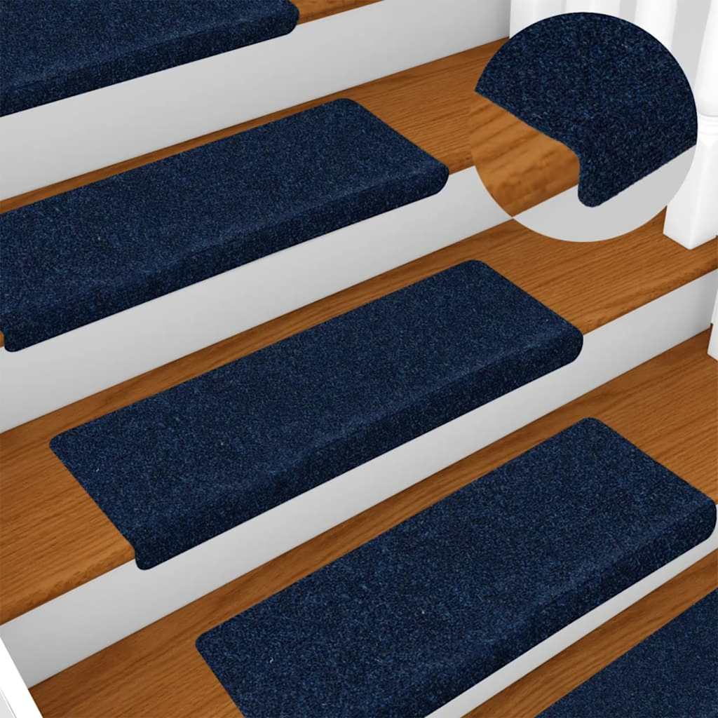 trappemåtter selvklæbende 15 stk. 65x21x4 cm marineblå rektangulær kant