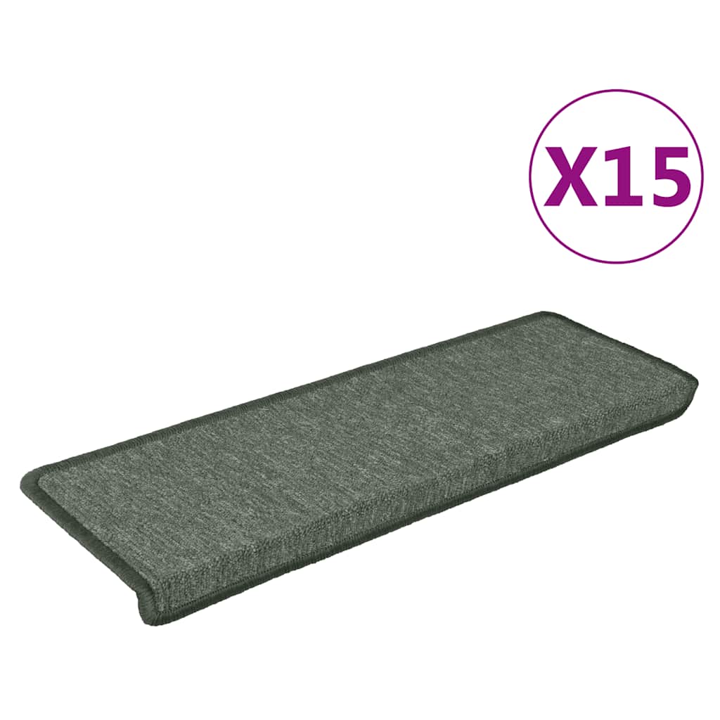 trappemåtter 15 stk. 65x21x4 cm mørkegrønne rektangulære kant