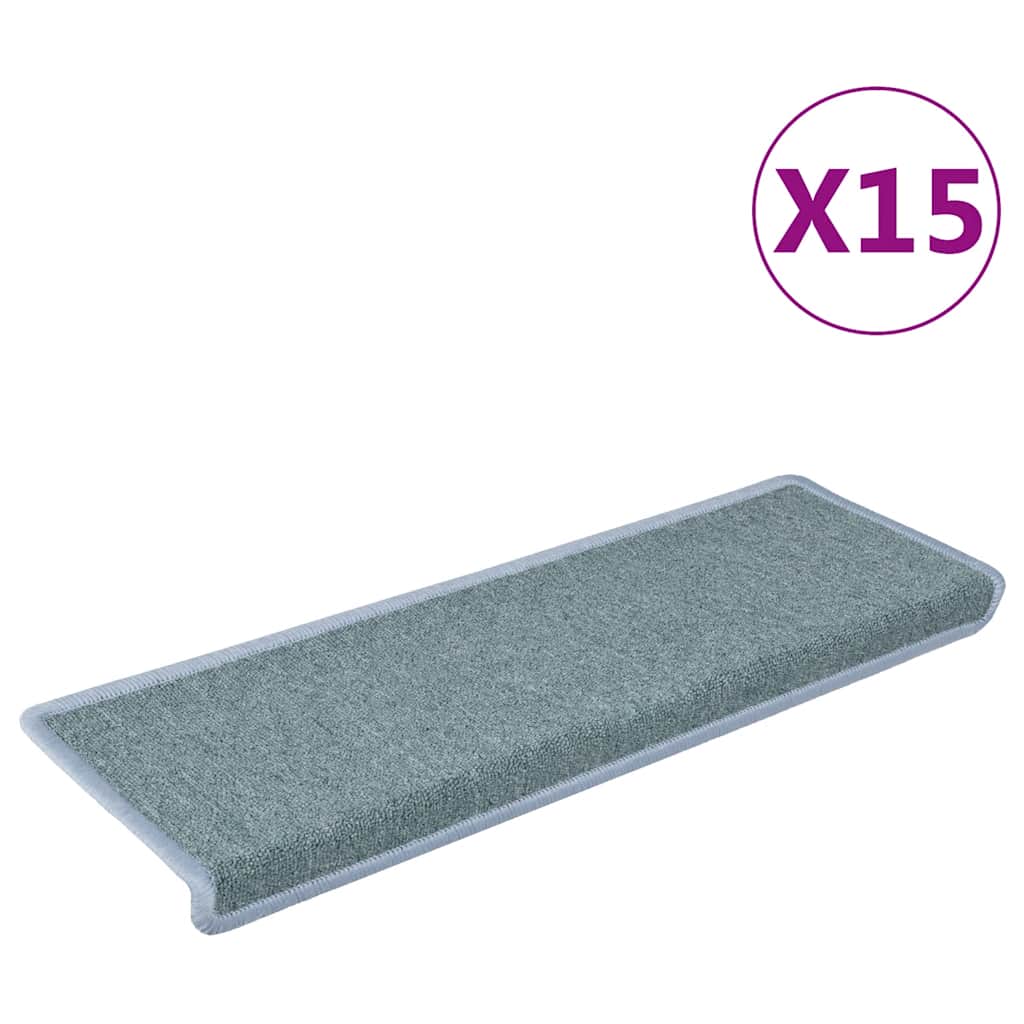 trappemåtter 15 stk. 65x21x4 cm havblå rektangulær kant