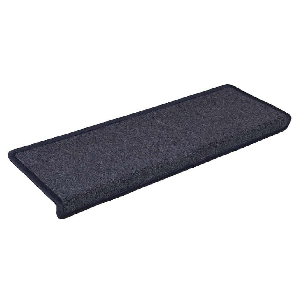 trappemåtter 15 stk. 65x21x4 cm mørkegrå og blå rektangulær kant