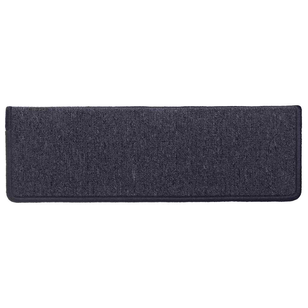 trappemåtter 15 stk. 65x21x4 cm mørkegrå og blå rektangulær kant